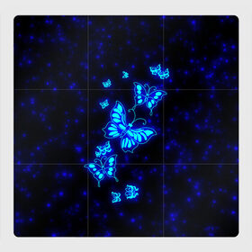 Магнитный плакат 3Х3 с принтом Неоновые бабочки , Полимерный материал с магнитным слоем | 9 деталей размером 9*9 см | butterfly | dream | fantasy | neon | space | stars | wings | бабочки | бабочки космос | блестящие | весна | вселенная | галактика | голубые бабочки | девочкам | девушкам | звезды | космические | космос | крыя | лето