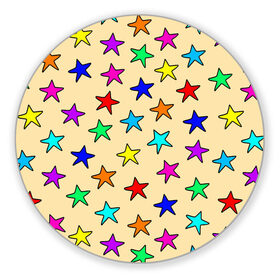 Коврик для мышки круглый с принтом Детские звезды на песке , резина и полиэстер | круглая форма, изображение наносится на всю лицевую часть | baby | colorfull | disco | kids | stars | девочкам | детские рисунки | детям | диско | звездочки | звезды | конфетти | лето | малыш | ночные | орнамент | песок | пляж | праздник | радужные | разноцветный узор