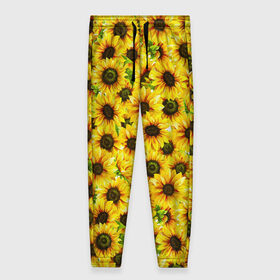 Женские брюки 3D с принтом ПОДСОЛНУХИ , полиэстер 100% | прямой крой, два кармана без застежек по бокам, с мягкой трикотажной резинкой на поясе и по низу штанин. В поясе для дополнительного комфорта — широкие завязки | flowers. | sunflower | букет | весна | лето | подсолнух | природа | растения | семечки | солнце | цветы