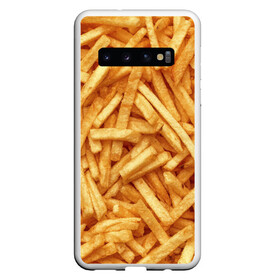 Чехол для Samsung Galaxy S10 с принтом Картошечка ФРИ , Силикон | Область печати: задняя сторона чехла, без боковых панелей | картофан | картошечка | картошка | макдак | макдональдс | макро | текстуры | фри