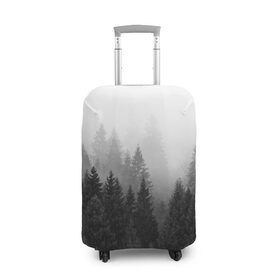 Чехол для чемодана 3D с принтом Туманный лес , 86% полиэфир, 14% спандекс | двустороннее нанесение принта, прорези для ручек и колес | tegunvteg | деревья | лес | листья | природа | темный лес | туман | туманный лес
