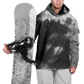 Накидка на куртку 3D с принтом Туман в лесу , 100% полиэстер |  | Тематика изображения на принте: tegunvteg | деревья | лес | листья | природа | темный лес | туман