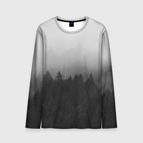 Мужской лонгслив 3D с принтом Туманный лес , 100% полиэстер | длинные рукава, круглый вырез горловины, полуприлегающий силуэт | tegunvteg | деревья | лес | листья | природа | темный лес | туман | туманный лес