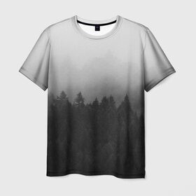 Мужская футболка 3D с принтом Туманный лес , 100% полиэфир | прямой крой, круглый вырез горловины, длина до линии бедер | tegunvteg | деревья | лес | листья | природа | темный лес | туман | туманный лес