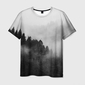 Мужская футболка 3D с принтом Природа - Лес , 100% полиэфир | прямой крой, круглый вырез горловины, длина до линии бедер | tegunvteg | деревья | лес | листья | природа | темный лес | туман | туманный лес