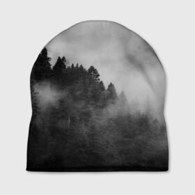 Шапка 3D с принтом Природа - Лес , 100% полиэстер | универсальный размер, печать по всей поверхности изделия | tegunvteg | деревья | лес | листья | природа | темный лес | туман | туманный лес