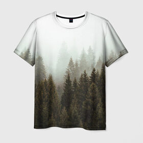 Мужская футболка 3D с принтом Деревья , 100% полиэфир | прямой крой, круглый вырез горловины, длина до линии бедер | tegunvteg | деревья | лес | листья | природа | темный лес | туман