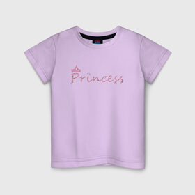 Детская футболка хлопок с принтом Принцесса , 100% хлопок | круглый вырез горловины, полуприлегающий силуэт, длина до линии бедер | Тематика изображения на принте: crown | heart | princess | корона | растения | сердце