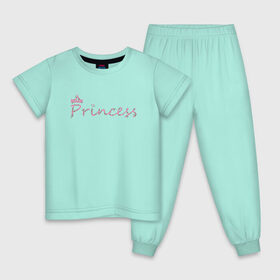 Детская пижама хлопок с принтом Принцесса , 100% хлопок |  брюки и футболка прямого кроя, без карманов, на брюках мягкая резинка на поясе и по низу штанин
 | crown | heart | princess | корона | растения | сердце