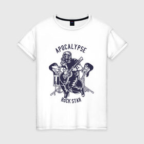 Женская футболка хлопок с принтом апокалипсис - рок-звезда , 100% хлопок | прямой крой, круглый вырез горловины, длина до линии бедер, слегка спущенное плечо | apocalypse | music | rock | апокалипсис | музыка