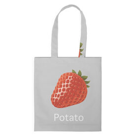 Шоппер 3D с принтом Strawberry potatoes , 100% полиэстер | Плотность: 200 г/м2; Размер: 34×35 см; Высота лямок: 30 см | grey | patato | strawberry | картошка | клубника | серый