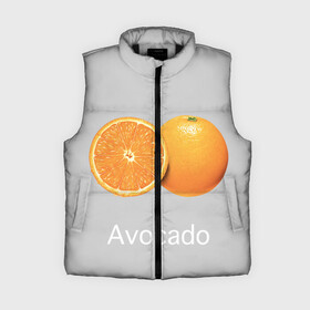 Женский жилет утепленный 3D с принтом Orange avocado ,  |  | avocado | grey | orange | авокадо | апельсин | серый