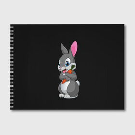 Альбом для рисования с принтом ЗАЙКА , 100% бумага
 | матовая бумага, плотность 200 мг. | Тематика изображения на принте: bunny | cartoon | hare | rabbit | белый | зайчик | заяц | кролик | морковка | мультик | серый