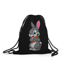 Рюкзак-мешок 3D с принтом ЗАЙКА , 100% полиэстер | плотность ткани — 200 г/м2, размер — 35 х 45 см; лямки — толстые шнурки, застежка на шнуровке, без карманов и подкладки | bunny | cartoon | hare | rabbit | белый | зайчик | заяц | кролик | морковка | мультик | серый