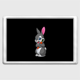 Магнит 45*70 с принтом ЗАЙКА , Пластик | Размер: 78*52 мм; Размер печати: 70*45 | bunny | cartoon | hare | rabbit | белый | зайчик | заяц | кролик | морковка | мультик | серый