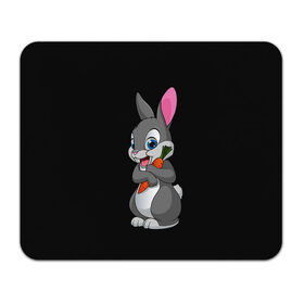 Коврик для мышки прямоугольный с принтом ЗАЙКА , натуральный каучук | размер 230 х 185 мм; запечатка лицевой стороны | Тематика изображения на принте: bunny | cartoon | hare | rabbit | белый | зайчик | заяц | кролик | морковка | мультик | серый