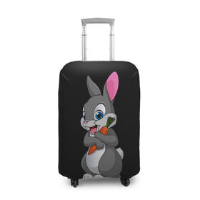 Чехол для чемодана 3D с принтом ЗАЙКА , 86% полиэфир, 14% спандекс | двустороннее нанесение принта, прорези для ручек и колес | bunny | cartoon | hare | rabbit | белый | зайчик | заяц | кролик | морковка | мультик | серый