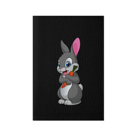 Обложка для паспорта матовая кожа с принтом ЗАЙКА , натуральная матовая кожа | размер 19,3 х 13,7 см; прозрачные пластиковые крепления | Тематика изображения на принте: bunny | cartoon | hare | rabbit | белый | зайчик | заяц | кролик | морковка | мультик | серый
