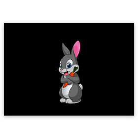 Поздравительная открытка с принтом ЗАЙКА , 100% бумага | плотность бумаги 280 г/м2, матовая, на обратной стороне линовка и место для марки
 | Тематика изображения на принте: bunny | cartoon | hare | rabbit | белый | зайчик | заяц | кролик | морковка | мультик | серый