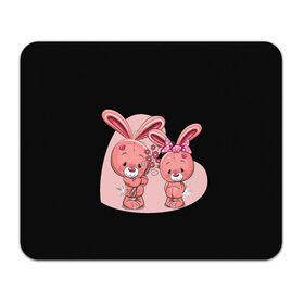 Коврик для мышки прямоугольный с принтом ЗАЙЧИКИ , натуральный каучук | размер 230 х 185 мм; запечатка лицевой стороны | bunny | cartoon | hare | rabbit | зайка | заяц | кролик | мультик | розовый | цветы