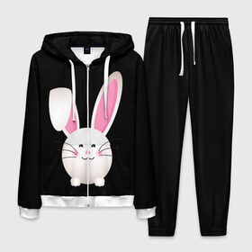 Мужской костюм 3D с принтом УШАСТИК , 100% полиэстер | Манжеты и пояс оформлены тканевой резинкой, двухслойный капюшон со шнурком для регулировки, карманы спереди | bunny | cartoon | hare | rabbit | зайка | заяц | кролик | мультик | уши