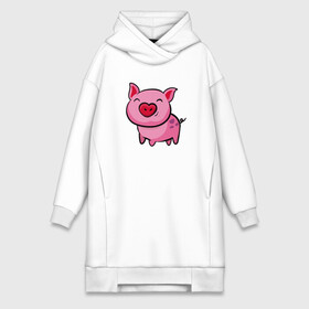 Платье-худи хлопок с принтом ПОРОСЁНОК ,  |  | boar | cute | pig | piglet | pink | smile | кабан | милый | поросенок | пятачок | розовый | свинья | улыбка