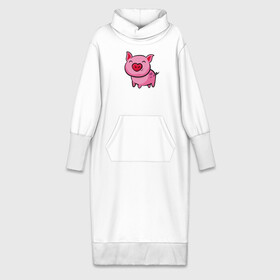 Платье удлиненное хлопок с принтом ПОРОСЁНОК ,  |  | boar | cute | pig | piglet | pink | smile | кабан | милый | поросенок | пятачок | розовый | свинья | улыбка