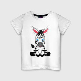 Детская футболка хлопок с принтом МАЛЫШ ЗЕБРА , 100% хлопок | круглый вырез горловины, полуприлегающий силуэт, длина до линии бедер | baby | cute | horse | striped | zebra | зебра | лошадь | малыш | милый | полосатый