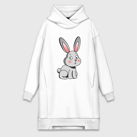 Платье-худи хлопок с принтом КРОЛИК ,  |  | bunny | cartoon | cute | hare | rabbit | зайка | заяц | кролик | милый | мультик