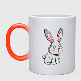 Кружка хамелеон с принтом КРОЛИК , керамика | меняет цвет при нагревании, емкость 330 мл | Тематика изображения на принте: bunny | cartoon | cute | hare | rabbit | зайка | заяц | кролик | милый | мультик