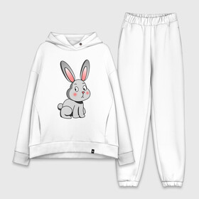 Женский костюм хлопок Oversize с принтом КРОЛИК ,  |  | bunny | cartoon | cute | hare | rabbit | зайка | заяц | кролик | милый | мультик