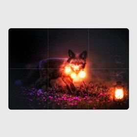 Магнитный плакат 3Х2 с принтом Лисица с фонариками , Полимерный материал с магнитным слоем | 6 деталей размером 9*9 см | fox | foxy | животное | звери | лиса | лисенок | лисичка | милая | рыжая | фокс