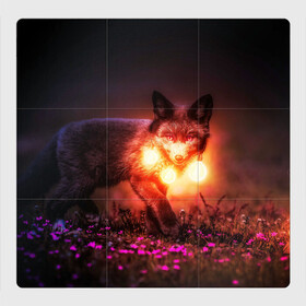 Магнитный плакат 3Х3 с принтом Лисица с фонариками , Полимерный материал с магнитным слоем | 9 деталей размером 9*9 см | fox | foxy | животное | звери | лиса | лисенок | лисичка | милая | рыжая | фокс