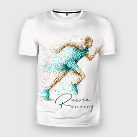 Мужская футболка 3D спортивная с принтом Russia Running , 100% полиэстер с улучшенными характеристиками | приталенный силуэт, круглая горловина, широкие плечи, сужается к линии бедра | Тематика изображения на принте: running | russia | russia running | бег | россия