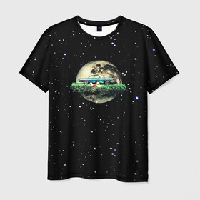 Мужская футболка 3D с принтом ночь мечты , 100% полиэфир | прямой крой, круглый вырез горловины, длина до линии бедер | звезда | машина | мечтать | ночь | романтичный