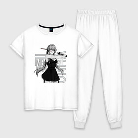 Женская пижама хлопок с принтом  Юно Гасай , 100% хлопок | брюки и футболка прямого кроя, без карманов, на брюках мягкая резинка на поясе и по низу штанин | diary | future | gasai | mirai nikki | yuno | аниме | дневник будущего | юно гасай