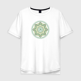 Мужская футболка хлопок Oversize с принтом Mandala chakra Anahata Green , 100% хлопок | свободный крой, круглый ворот, “спинка” длиннее передней части | anahata | chakra | mandala | om | yoga | йога | сердечная | чакра