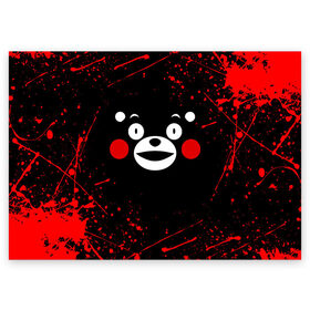 Поздравительная открытка с принтом KUMAMON | КУМАМОН , 100% бумага | плотность бумаги 280 г/м2, матовая, на обратной стороне линовка и место для марки
 | bear | japan | japanese | kumamon | kumamoto | аниме | игрушка | кумамон | кумамото сапурайдзу | медведь | мишка | персонаж | талисман | япония