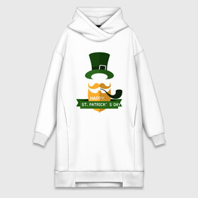 Платье-худи хлопок с принтом настоящий ирландец ,  |  | 17 марта | день святого патрика | зеленый | ирландия | клевер | надпись | пожелние | традиции | трубка | цилиндр | шляпа