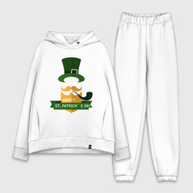 Женский костюм хлопок Oversize с принтом настоящий ирландец ,  |  | 17 марта | день святого патрика | зеленый | ирландия | клевер | надпись | пожелние | традиции | трубка | цилиндр | шляпа