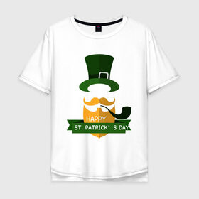 Мужская футболка хлопок Oversize с принтом настоящий ирландец , 100% хлопок | свободный крой, круглый ворот, “спинка” длиннее передней части | 17 марта | день святого патрика | зеленый | ирландия | клевер | надпись | пожелние | традиции | трубка | цилиндр | шляпа