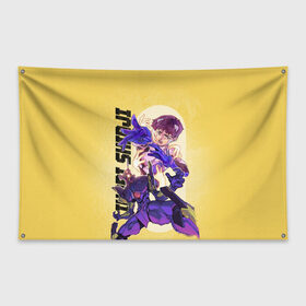 Флаг-баннер с принтом Ikari Shinji , 100% полиэстер | размер 67 х 109 см, плотность ткани — 95 г/м2; по краям флага есть четыре люверса для крепления | eva | eva 00 | eva 01 | eva 02 | rei | rei ayanami | shinji ikari | аска | ева | ева 02 | евангелион
