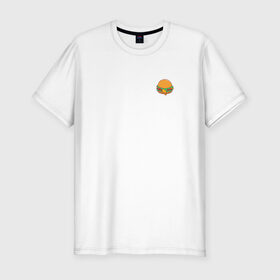 Мужская футболка хлопок Slim с принтом Бургер , 92% хлопок, 8% лайкра | приталенный силуэт, круглый вырез ворота, длина до линии бедра, короткий рукав | hamburger | бургер | бутерброд | гамбургер | еда | фастфуд