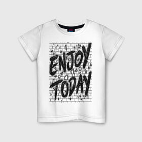 Детская футболка хлопок с принтом Enjoy today , 100% хлопок | круглый вырез горловины, полуприлегающий силуэт, длина до линии бедер | Тематика изображения на принте: enjoy today | женщине | линии | мужчина | надпись | наслаждение