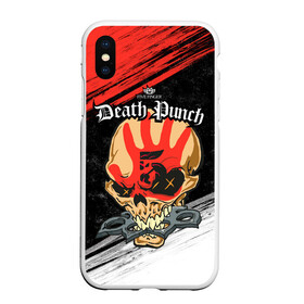 Чехол для iPhone XS Max матовый с принтом Five Finger Death Punch [7] , Силикон | Область печати: задняя сторона чехла, без боковых панелей | 5fdp | 5фдп | ffdp | five finger death punch | metal | music | skeleton | sounds | метал | музыка | рок | череп