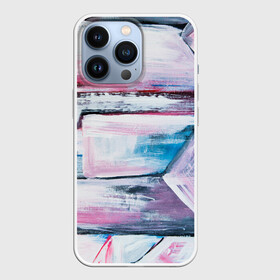 Чехол для iPhone 13 Pro с принтом Цветные мелки ,  |  | Тематика изображения на принте: живопись | краски | красный | линии | мазки | масляные краски | розовый | синий | цветные мелки