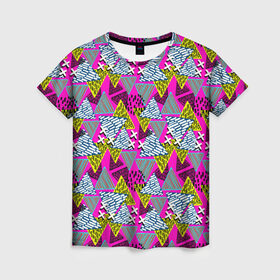 Женская футболка 3D с принтом Дикая абстракция , 100% полиэфир ( синтетическое хлопкоподобное полотно) | прямой крой, круглый вырез горловины, длина до линии бедер | абстракция | арт | геометрия | краски | панк | рисунок | текстура | хипстер