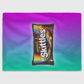 Плед 3D с принтом Skittles | Черный , 100% полиэстер | закругленные углы, все края обработаны. Ткань не мнется и не растягивается | black | skittles | sweet heat | градиент | зеленый | радуга | розовый | синий | скитлс | черный