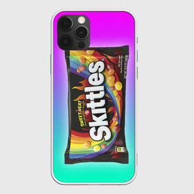 Чехол для iPhone 12 Pro Max с принтом Skittles | Черный , Силикон |  | Тематика изображения на принте: black | skittles | sweet heat | градиент | зеленый | радуга | розовый | синий | скитлс | черный