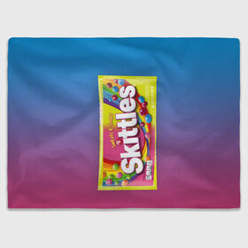 Плед 3D с принтом Skittles | Желтый , 100% полиэстер | закругленные углы, все края обработаны. Ткань не мнется и не растягивается | skittles | sweet sours | yellow | градиент | желтый | красный | радуга | розовый | синий | скитлс | фиолетовый